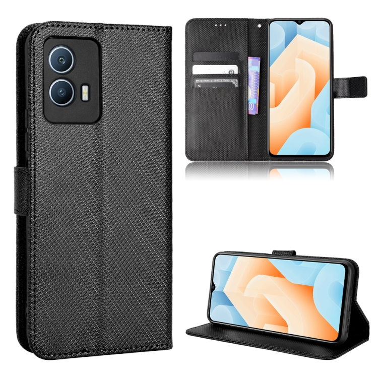 

For vivo iQOO U5 5G Diamond Texture Leather Phone Case(Black)