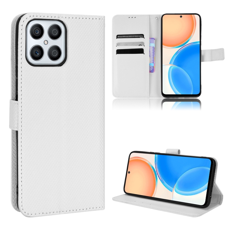 

For Honor X8 Diamond Texture Leather Phone Case(White)