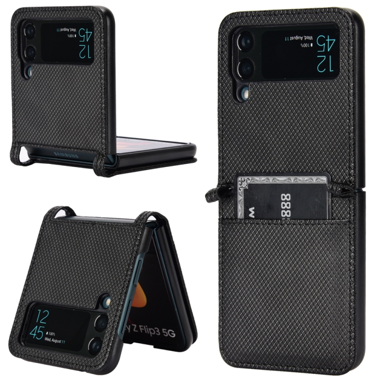

For Samsung Galaxy Z Flip3 5G Diamond Texture Leather Phone Case(Black)