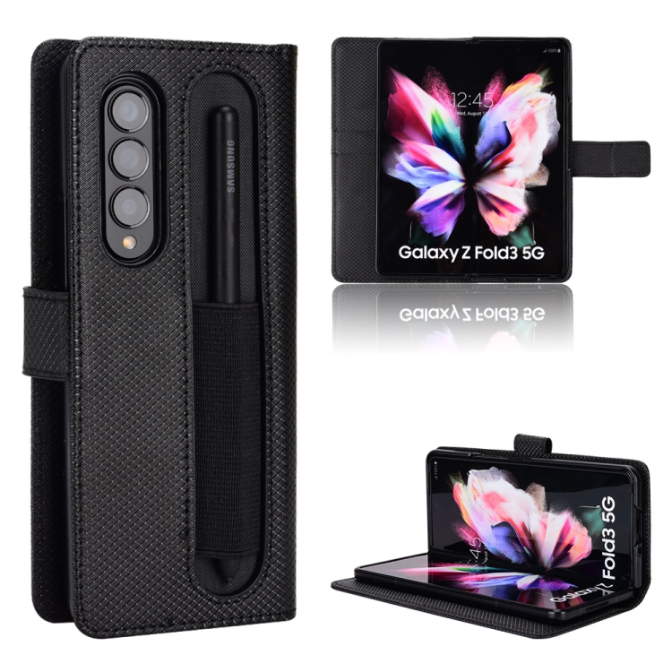 

For Samsung Galaxy Z Fold3 5G Diamond Texture Leather Phone Case(Black)