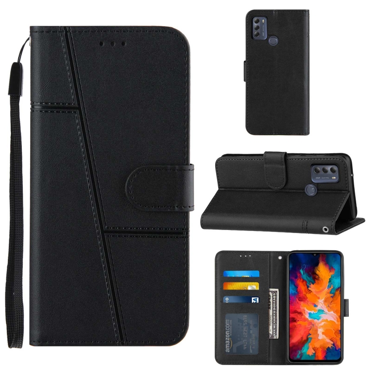 

For Motorola Moto G50 Stitching Calf Texture Buckle Leather Phone Case(Black)
