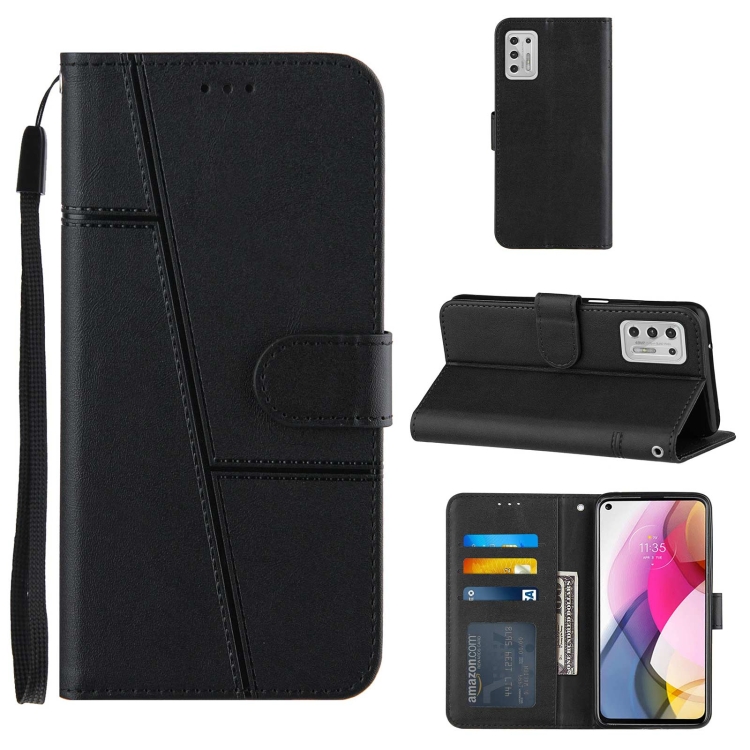 

For Motorola Moto G Stylus 2021 Stitching Calf Texture Buckle Leather Phone Case(Black)