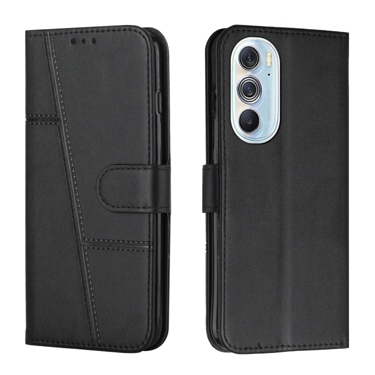 

For Motorola Edge X30 Stitching Calf Texture Buckle Leather Phone Case(Black)