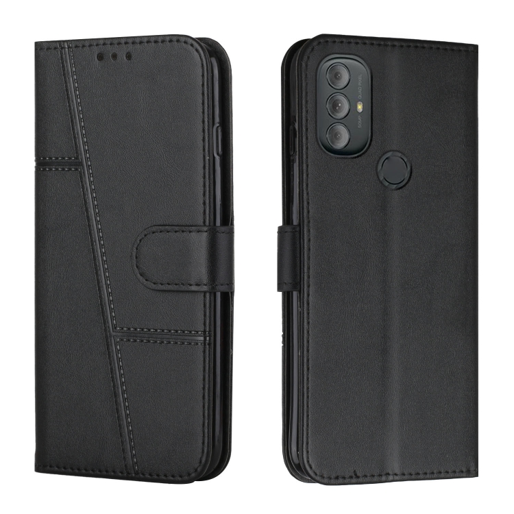

For Motorola Moto G Power 2022 Stitching Calf Texture Buckle Leather Phone Case(Black)