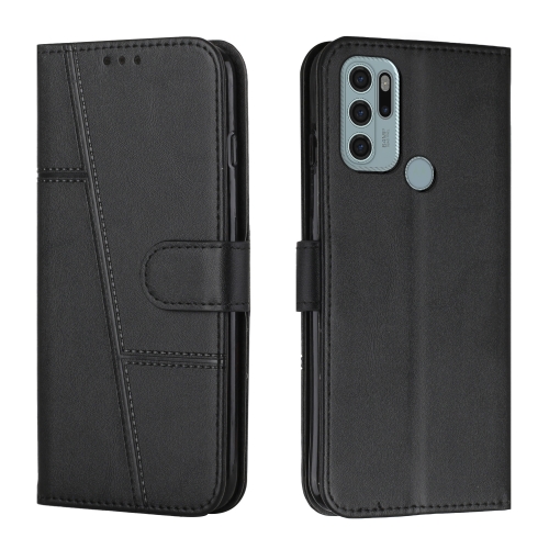 

For Motorola Moto G60S Stitching Calf Texture Buckle Leather Phone Case(Black)