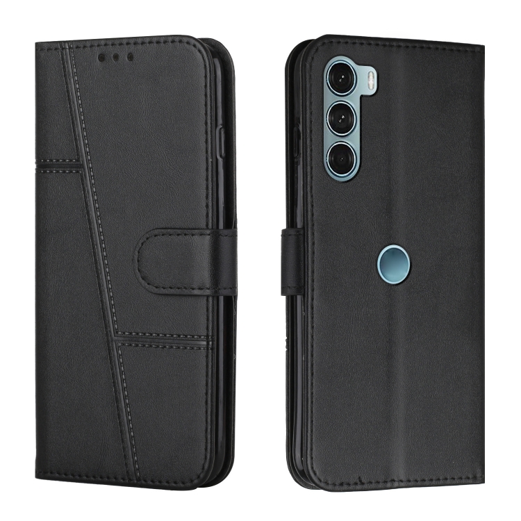 

For Motorola Moto G200 5G / Edge S30 Stitching Calf Texture Buckle Leather Phone Case(Black)