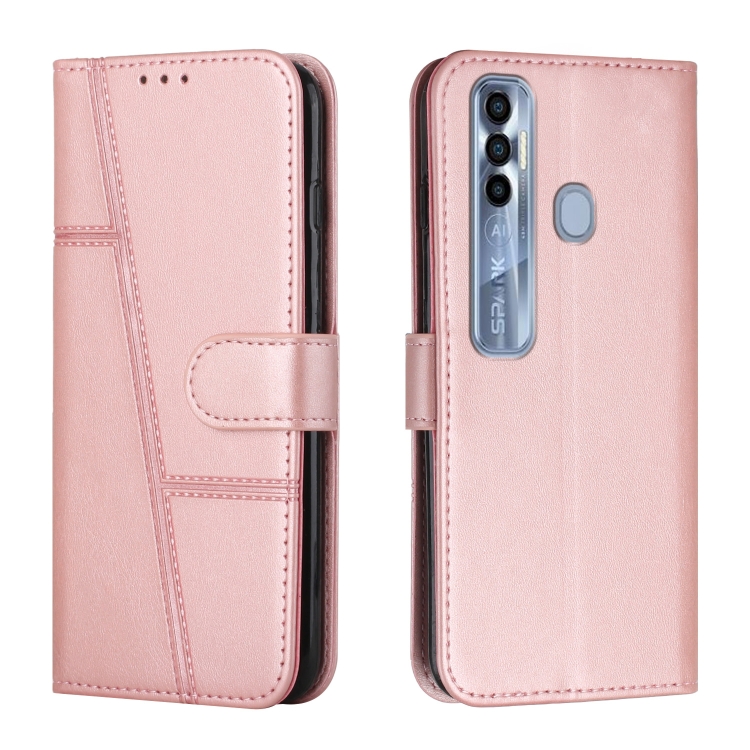 For Tecno Spark Pro Stitching Calf Texture Buckle Leather Phone