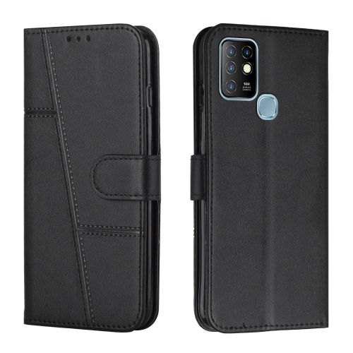 

For Infinix Hot 10 Stitching Calf Texture Buckle Leather Phone Case(Black)