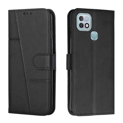 

For Infinix Hot 10i Stitching Calf Texture Buckle Leather Phone Case(Black)