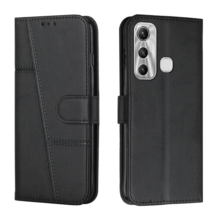 

For Infinix Hot 11 Stitching Calf Texture Buckle Leather Phone Case(Black)