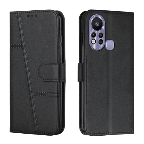 

For Infinix Hot 11S with Fingerprint Hole Stitching Calf Texture Buckle Leather Phone Case(Black)