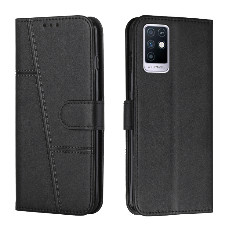 

For Infinix Note 10 Stitching Calf Texture Buckle Leather Phone Case(Black)
