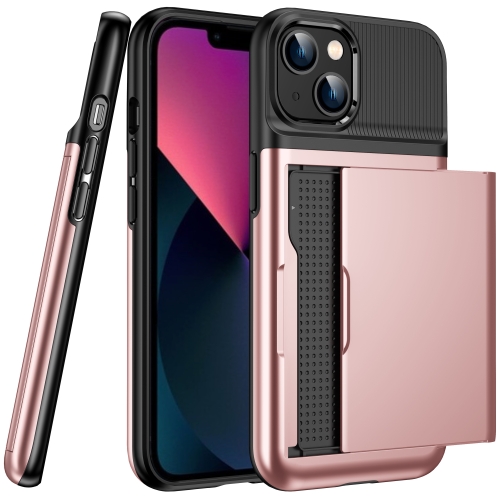 

Push Card Armor Phone Case For iPhone 13(Pink)