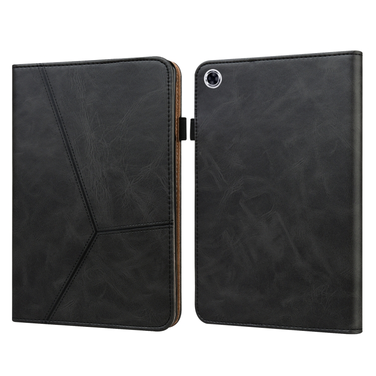 

For Samsung Galaxy Tab A8 10.5 (2021) Solid Color Embossed Striped Leather Tablet Case(Black)