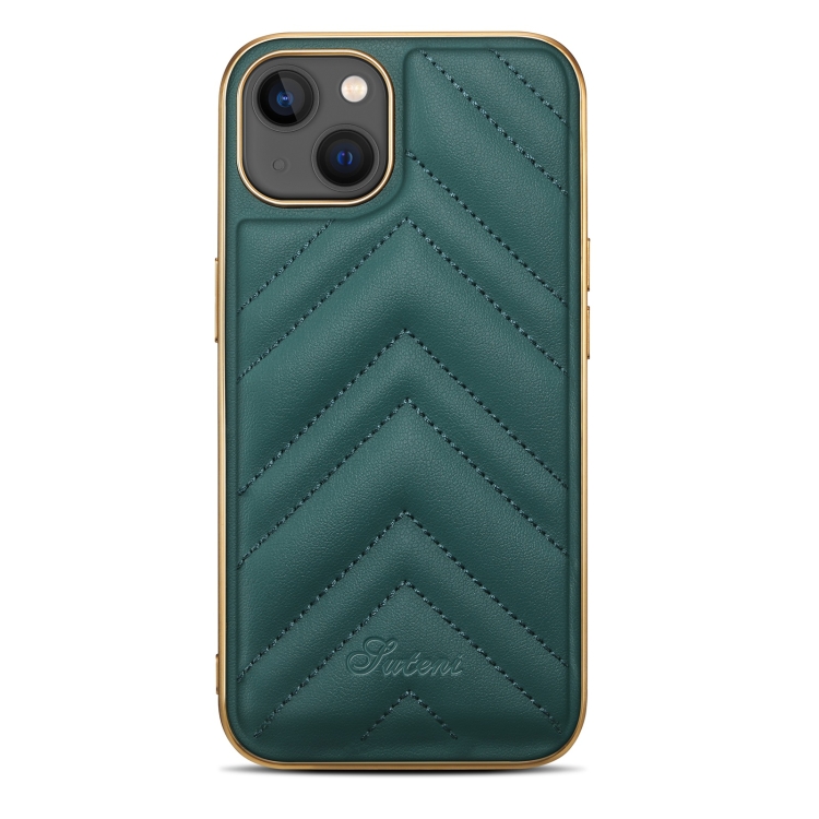 

D-03 PU Leather + TPU + PC + Electroplated Phone Case For iPhone 13 Pro(Green)
