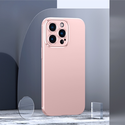 

Metal Lens Liquid Silicone Phone Case For iPhone 13 Pro(Pink)