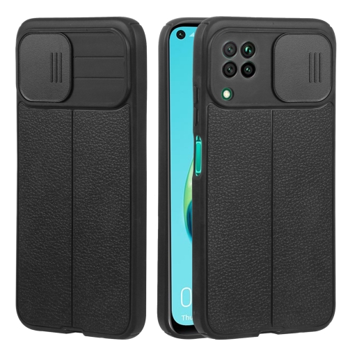 

For Huawei P40 Lite / nova 7i Litchi Texture Sliding Camshield TPU Phone Case(Black)