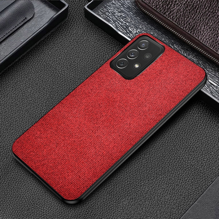 

For Samsung Galaxy A13 4G Shockproof Splicing PU + Cloth Protective Case(Morning Red)