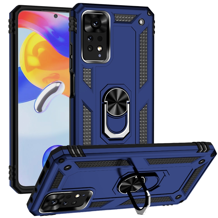 

For Xiaomi Redmi Note 11 Pro Shockproof TPU + PC Phone Case with Holder(Blue)