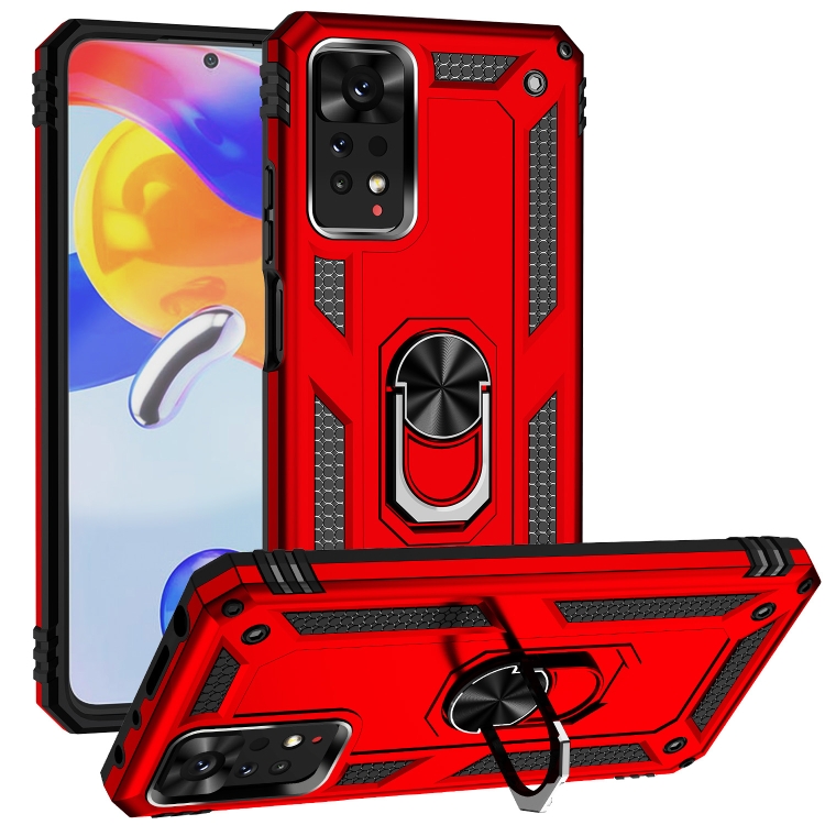 

For Xiaomi Redmi Note 11 Pro Shockproof TPU + PC Phone Case with Holder(Red)