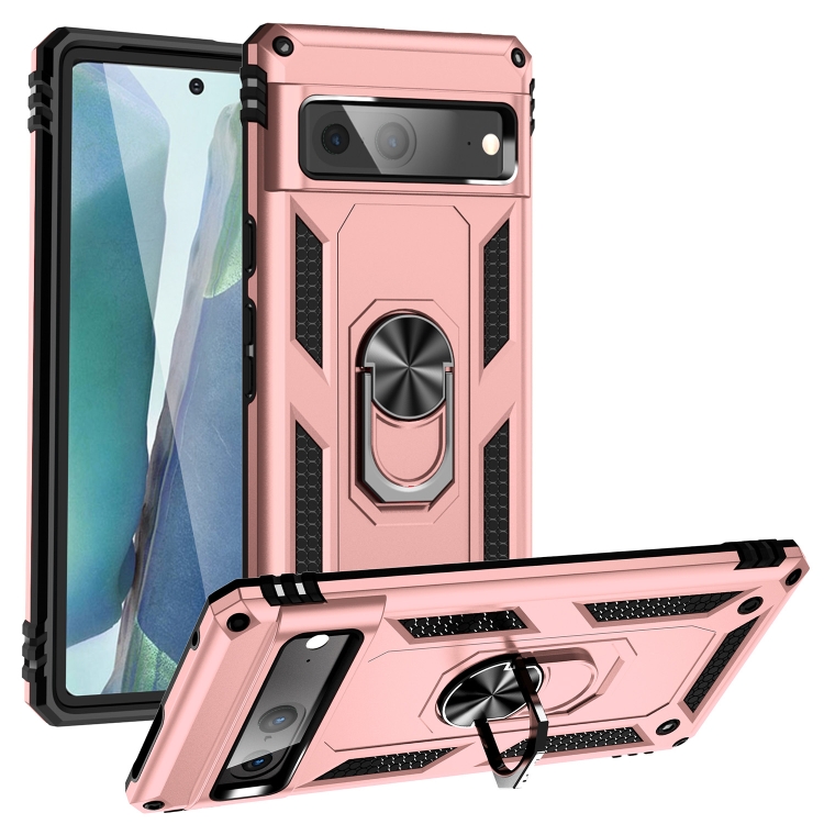 

For Google Pixel 7 Shockproof TPU + PC Phone Case with Holder(Rose Gold)