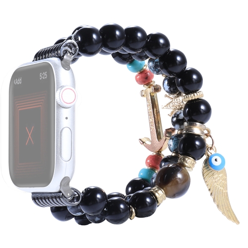 

Beaded Crown Anchor Watch Band For Apple Watch Series 8&7 41mm / SE 2&6&SE&5&4 40mm / 3&2&1 38mm(Black)