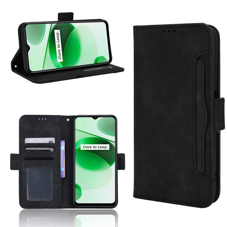 

For OPPO Realme C35 Skin Feel Calf Pattern Leather Phone Case(Black)