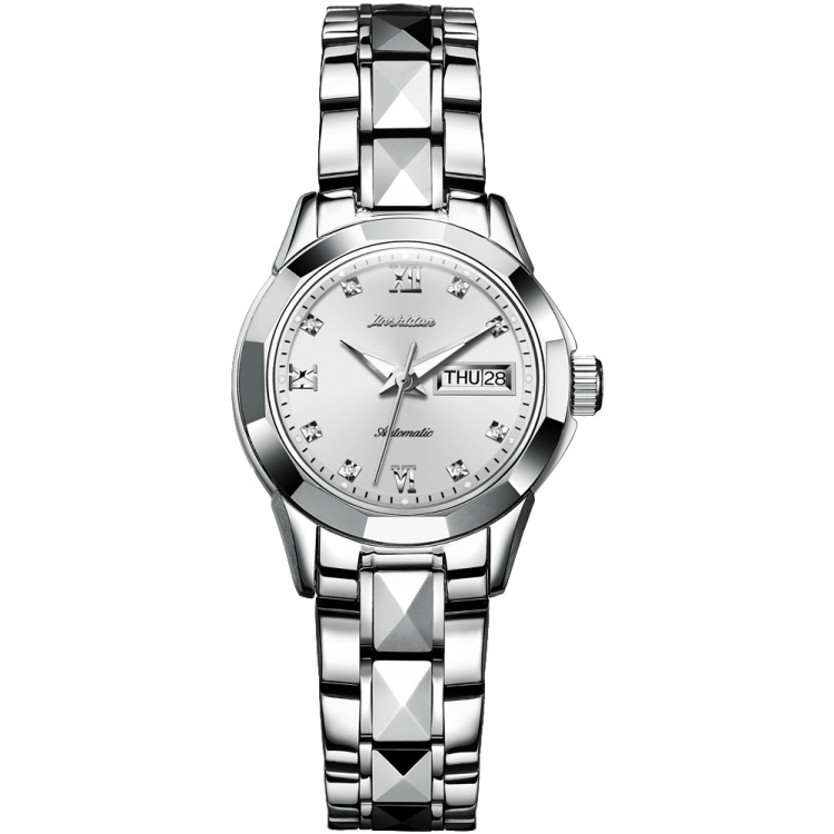 

JIN SHI DUN 8813 Fashion Waterproof Luminous Automatic Mechanical Watch, Style:Women(Silver White)