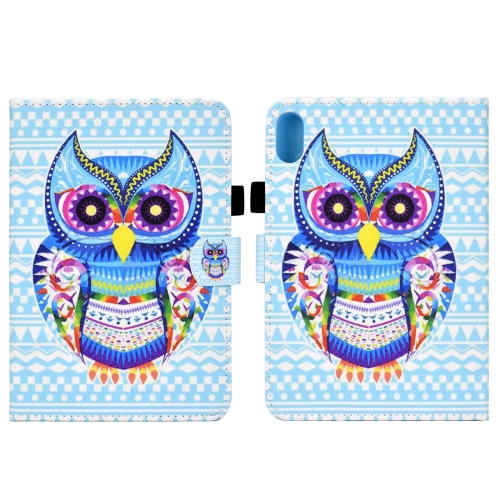 

For Lenovo Legion Y700 Colored Drawing Smart Leather Tablet Case(Colored Owl)