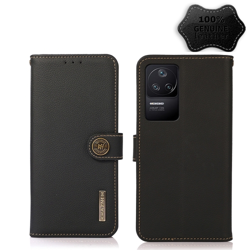 

For Xiaomi Redmi K40S 5G KHAZNEH Custer Genuine Leather RFID Phone Case(Black)