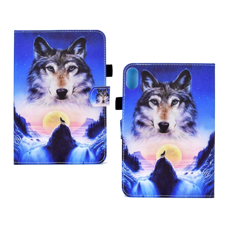 

For Lenovo Legion Y700 Colored Drawing Smart Leather Tablet Case(Wolf)