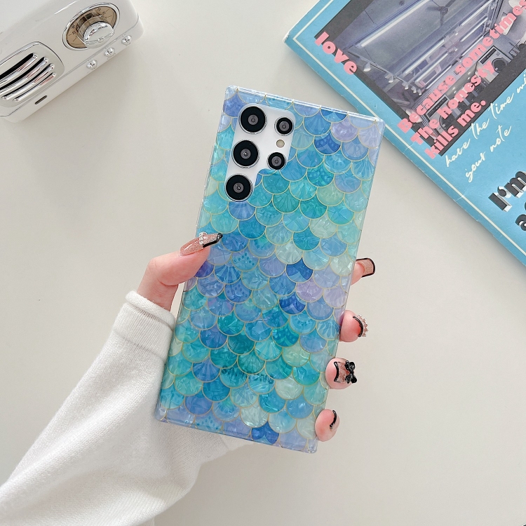 

For Samsung Galaxy S22+ 5G Electroplated Shell Fish Scales TPU Phone Case(Fantasy Blue)
