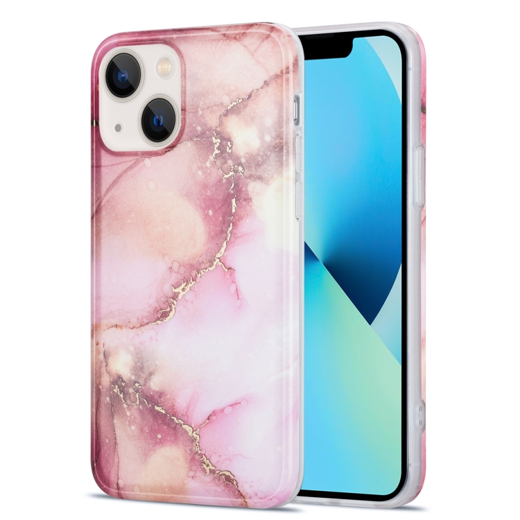 

For iPhone 13 Glazed Marble Phone Case(Pink)