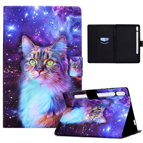 

For Samsung Galaxy Tab S8 / S7 Electric Pressed Smart Leather Tablet Case(Star Cat)