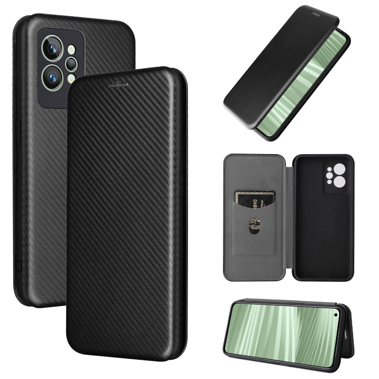 

For OPPO Realme GT2 Pro Carbon Fiber Texture Magnetic Flip Leather Phone Case(Black)