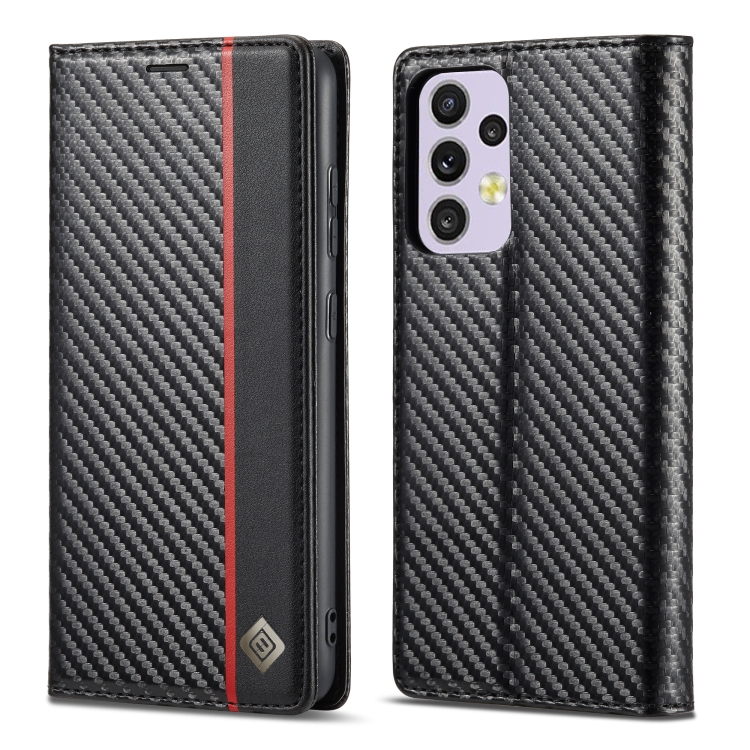 

For Samsung Galaxy A33 5G LC.IMEEKE Carbon Fiber PU + TPU Leather Phone Case(Vertical Black)