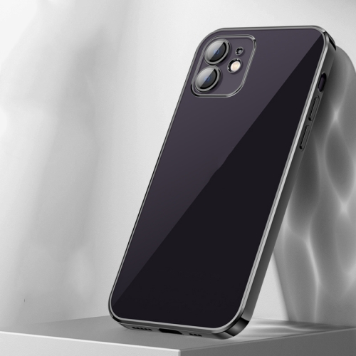 

Full Coverage Lens Crystal Plating Airbag Shockproof TPU Phone Case For iPhone 12(Graphite Color)