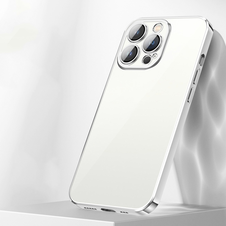 

Full Coverage Lens Crystal Plating Airbag Shockproof TPU Phone Case For iPhone 13(Silver)
