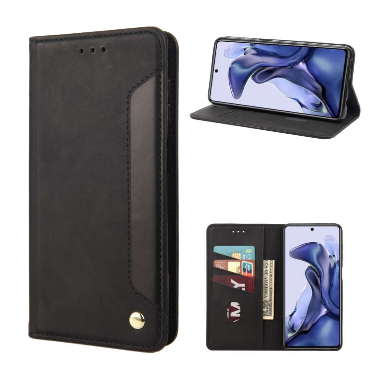 

For Xiaomi Poco X4 Pro 5G Skin Feel Magnetic Splicing Leather Phone Case(Black)