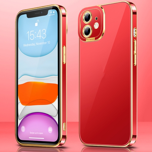 

Electroplating All-inclusive Shockproof Phone Case For iPhone 12(Red)