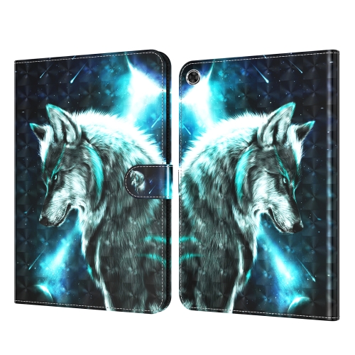 

For Lenovo M10 Plus 3D Painted Pattern Leather Tablet Case(Wolf)