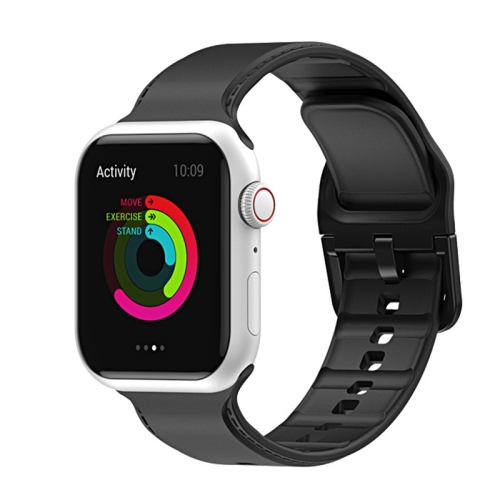 

Silicone Stitching Watchband For Apple Watch Series 7 41mm / 6&SE&5&4 40mm / 3&2&1 38mm(Black)