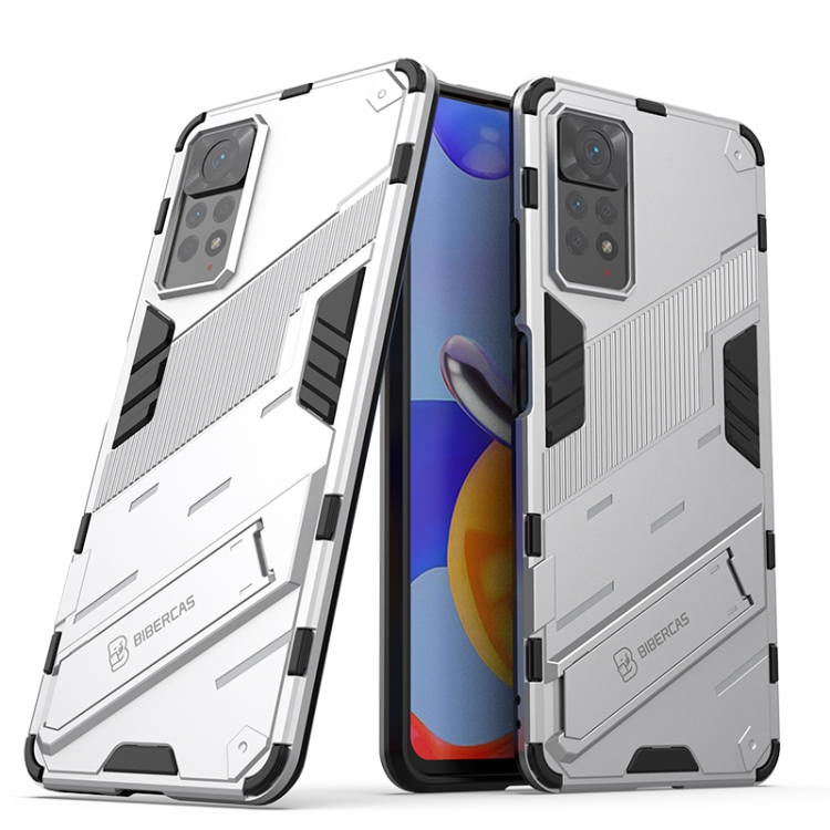 

For Xiaomi Redmi Note 11 Pro 5G Gobal Punk Armor 2 in 1 PC + TPU Shockproof Phone Case with Invisible Holder(White)