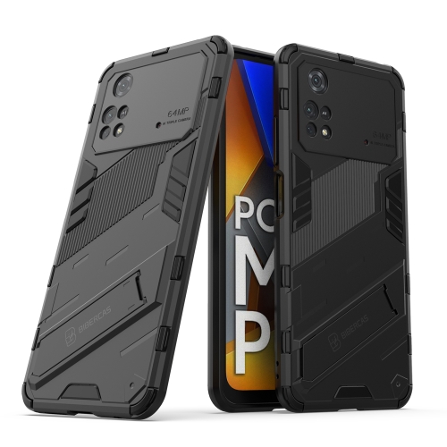

For Xiaomi Poco M4 Pro 4G Punk Armor 2 in 1 PC + TPU Shockproof Phone Case with Invisible Holder(Black)
