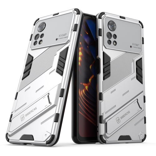 

For Xiaomi Poco X4 Pro 5G Punk Armor 2 in 1 PC + TPU Shockproof Phone Case with Invisible Holder(White)