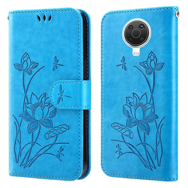 

For Nokia G20 / G10 / 6.3 Lotus Embossed Leather Phone Case(Blue)
