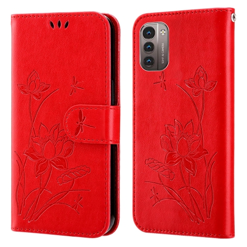 

For Nokia G21 / G11 Lotus Embossed Leather Phone Case(Red)