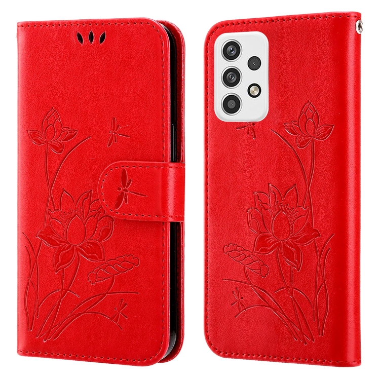

For Samsung Galaxy A23 5G Lotus Embossed Leather Phone Case(Red)