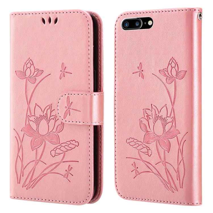 

Lotus Embossed Leather Phone Case For iPhone SE 2022 / SE 2020 / 8 / 7(Pink)