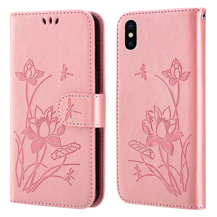 

Lotus Embossed Leather Phone Case For iPhone XS / X(Pink)